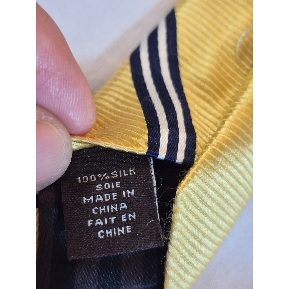 Black Brown 1826 Mens 100% Silk Necktie Yellow Navy White Repp Stripe Silk Tie